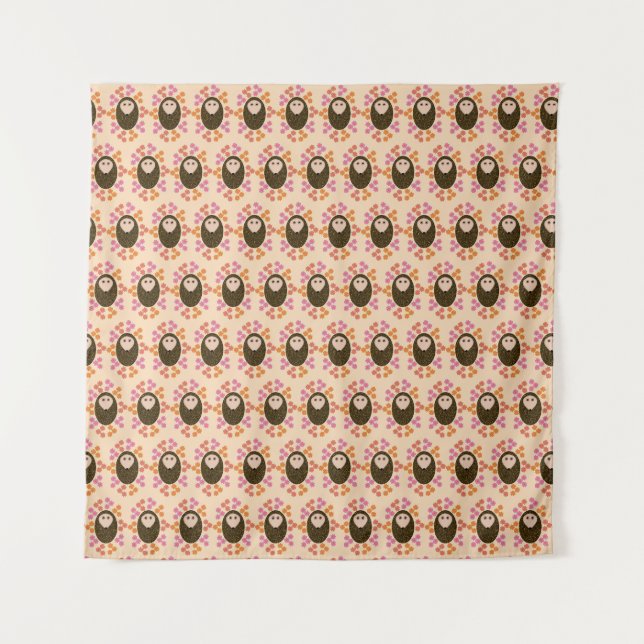 Sleepy Igel und Blume Tapestry Wandteppich (Vorderseite (Horizontal))