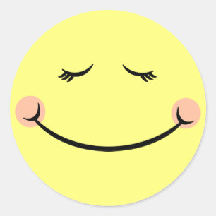 Sleepy Kawaii Happy Face Runder Aufkleber
