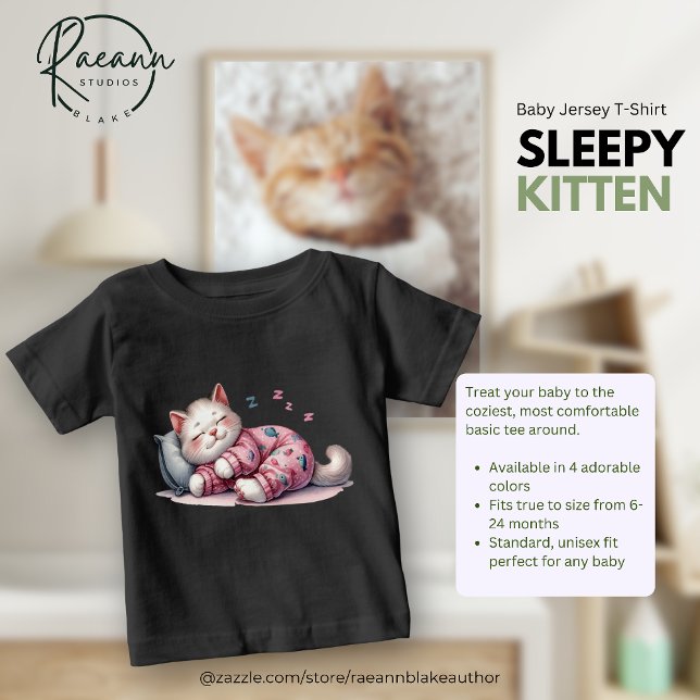 Sleepy Kitten Baby Fine Jersey T - Shirt (Von Creator hochgeladen)