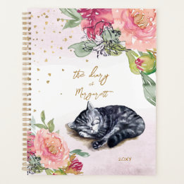 Sleepy Kitten Illustration Flower Girl Tägliches T Planer