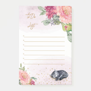 Sleepy Kitten Illustration Girl Daily Activity Post-it Klebezettel