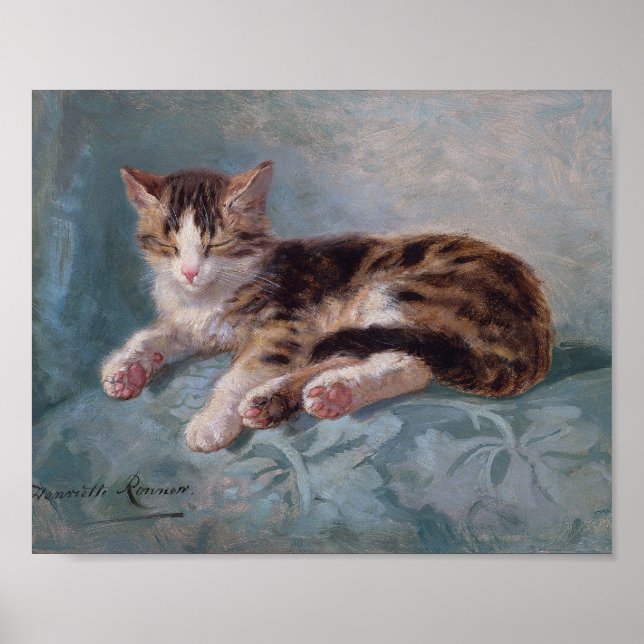 Sleepy Kitten von Henriette Ronner-Knip Poster (Vorne)