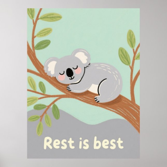 Sleepy Koala Calm Nursery Art Poster (Vorne)