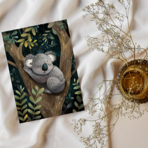 Sleepy Koala Tree Grußkarte Feiertagspostkarte