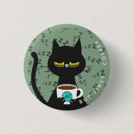 Sleepy Kuro Catto Abzeichen - Gewittertes Koffein Button