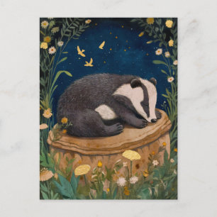 Sleepy Little Badger Postcard Postkarte