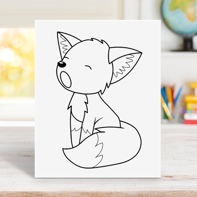 Sleepy Little Fox Coloring Page Gummistempel (Von Creator hochgeladen)