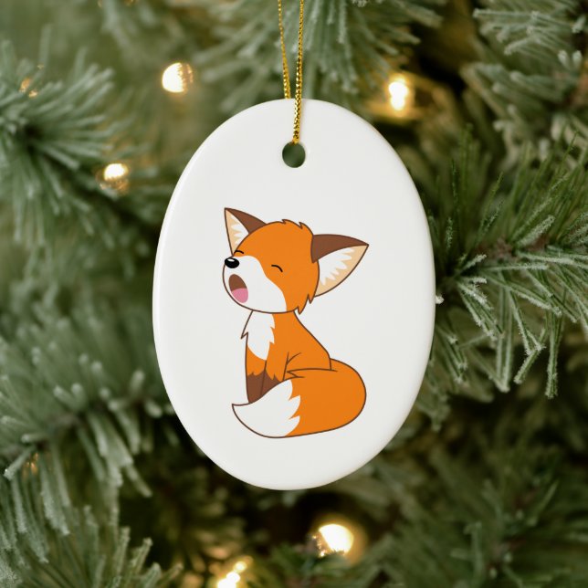 Sleepy Little Fox Keramik Ornament (Baum)