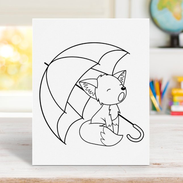 Sleepy Little Fox unter Umbrella Coloring Page Poster (Von Creator hochgeladen)