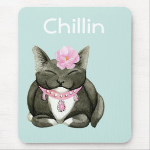 Sleepy Niedlich Tuxedo Cat Mousepad