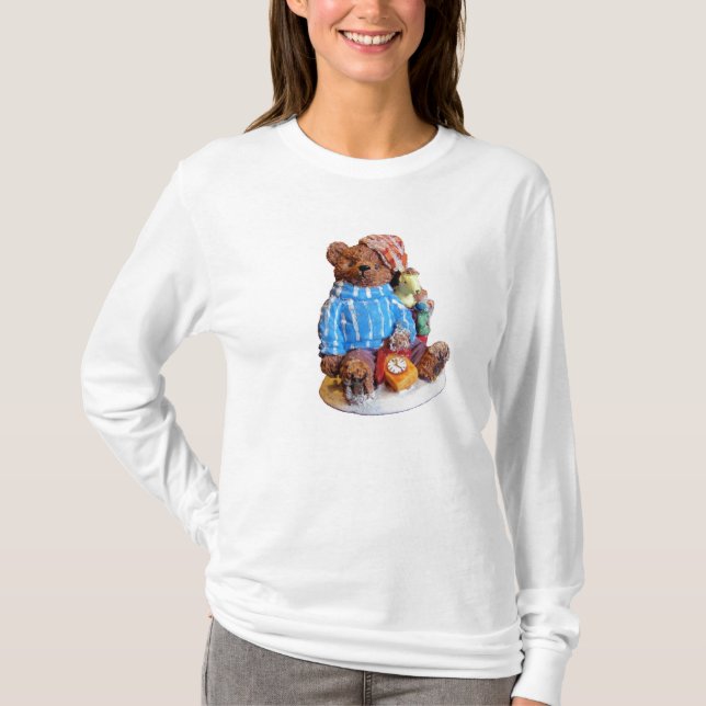 Sleepy Night Cap Teddy Bear mit Spielzeug T-Shirt (Vorderseite)