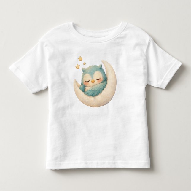 Sleepy Owl on the Moon  Kleinkind T-shirt (Vorderseite)