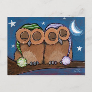 Sleepy Owls Postkarte