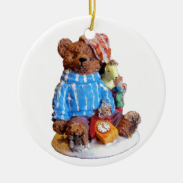 Sleepy Pajama Teddy Bear mit Spielzeug Keramikornament