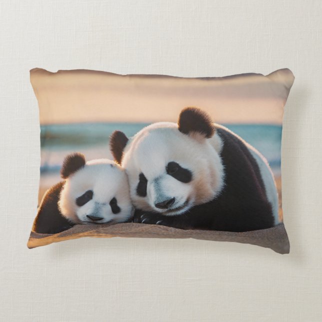 Sleepy Panda Mama und Baby Beach Hug Kissen (Rückseite)