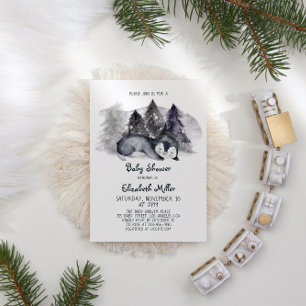 Sleepy Penguin Baby Boy Baby Dusche Einladung