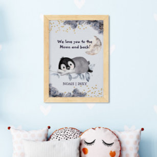 Sleepy Penguin Winter Baby Kinderzimmer Poster