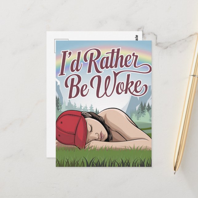 Sleepy Person eher Geweckt Berg-Regenbogen Postkarte (Vorderseite/Rückseite Beispiel)