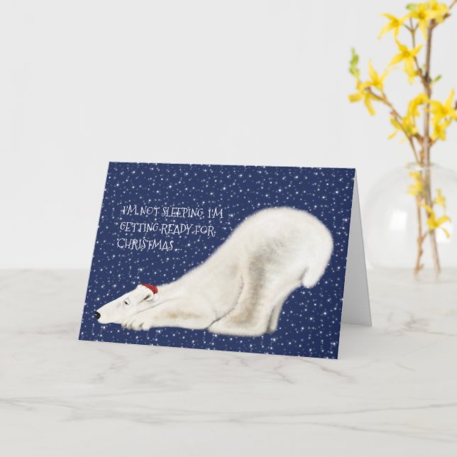 Sleepy Polar Bear Weihnachtskarte Karte (Gelbe Blume)