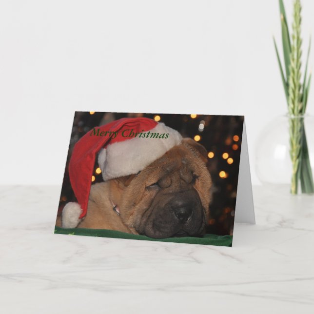 Sleepy Puppy Christmas card Feiertagskarte (Vorderseite)