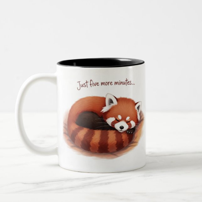 Sleepy Red fox Mug, 'Five More Minutes' Cup" Zweifarbige Tasse (Links)