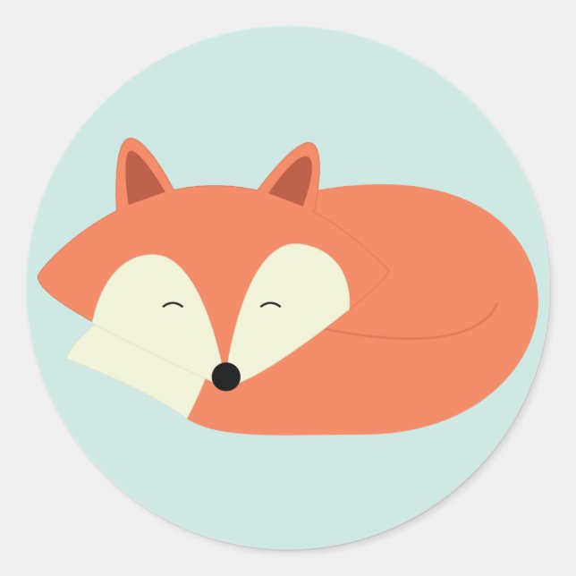 Sleepy Red Fox Runder Aufkleber (Vorderseite)
