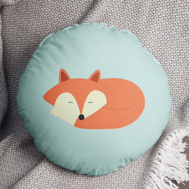 Sleepy Red Fox Rundes Kissen (Von Creator hochgeladen)