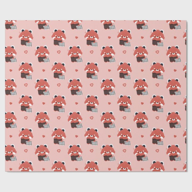 Sleepy Red Panda Geschenkpapier (Flach)