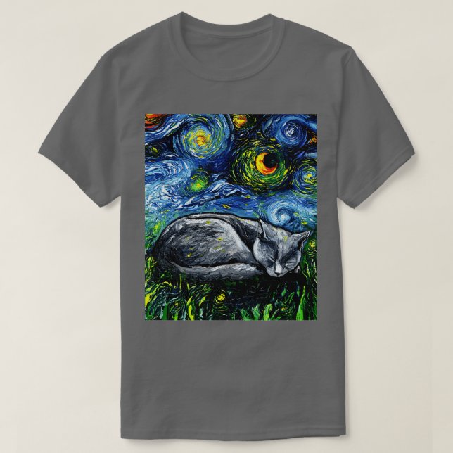 Sleepy Russian Blue Night T-Shirt (Design vorne)