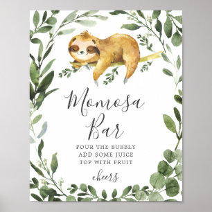 Sleepy Sloth Baby Dusche Mimosa Bar Sign Poster