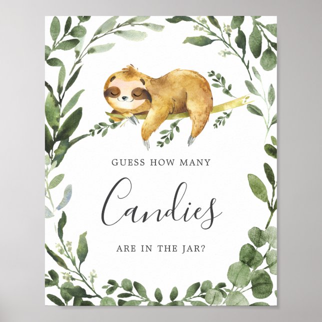 Sleepy Sloth Baby Dusche schätzt, wie viele Candie Poster (Vorne)