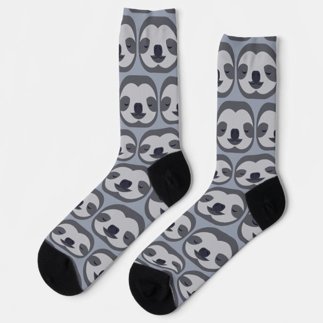 Sleepy Sloth Faces Pattern Socken (Linkes Detail)