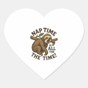 Sleepy Sloth Funny Herz-Aufkleber