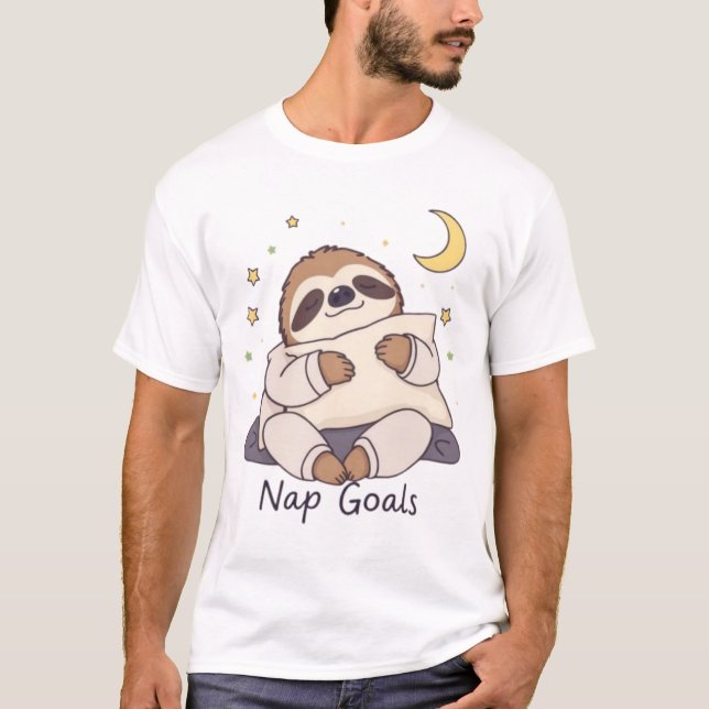 Sleepy Sloth in Pajamas T-Shirt (Vorderseite)