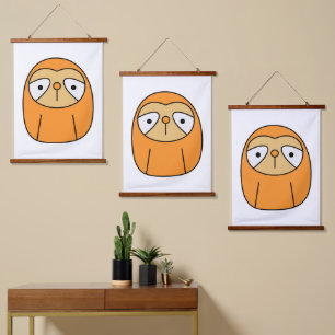 Sleepy Sloth Wandteppich Mit Holzrahmen