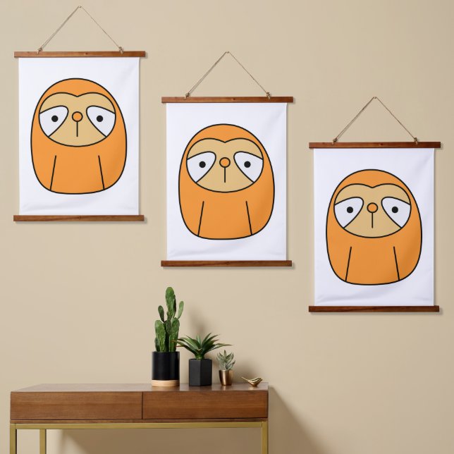 Sleepy Sloth Wandteppich Mit Holzrahmen (Asymmetrisch)