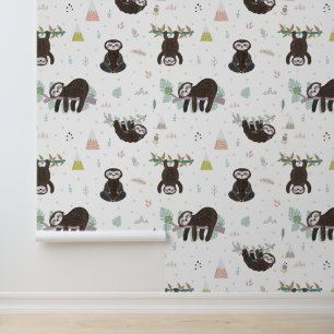Sleepy Sweet Sloth Pattern Tapete
