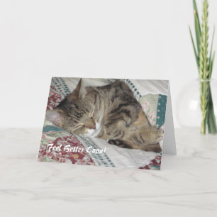 Sleepy Tabby Cat Get Well Greeting Karte