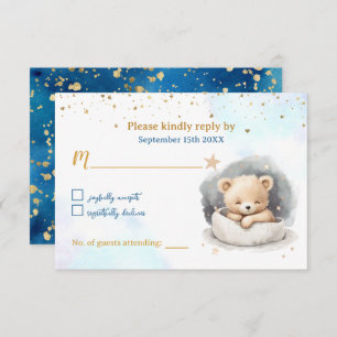 Sleepy Teddy Bear Boy Baby Shooting Card RSVP Karte