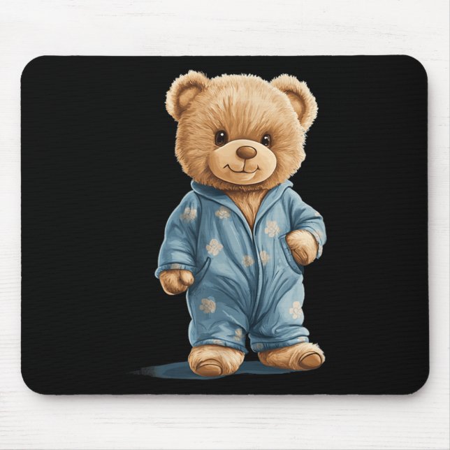 Sleepy Teddy Bear In Comfy Pajamas For Boys And Gi Mousepad (Vorne)