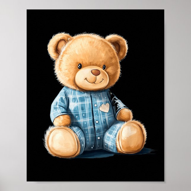 Sleepy Teddy Bear In Cute Pajama Outfit  Poster (Vorne)