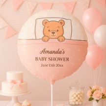 Sleepy Teddy Bear Light Pink Baby Dusche