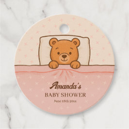 Sleepy Teddy Bear Light Pink Baby Dusche Geschenkanhänger