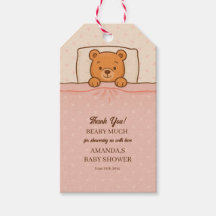 Sleepy Teddy Bear Light Pink Baby Dusche