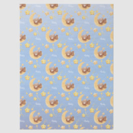 Sleepy Teddy Bear Moon Soft Blue Baby Shower Seidenpapier