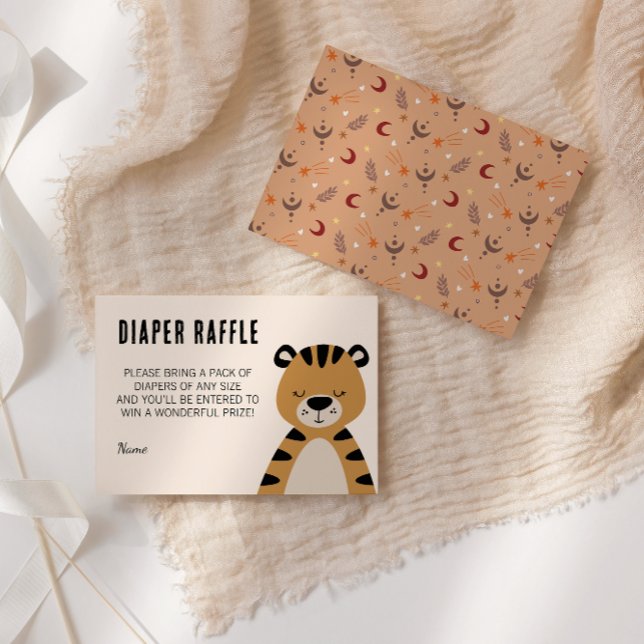 Sleepy Tiger Neutral Baby Shower Diaper Raffle Begleitkarte (Von Creator hochgeladen)