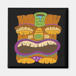 Sleepy Tiki Statue mit Open Mouth, Funny Black Magnet