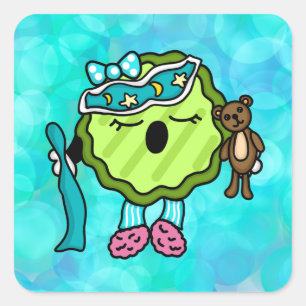 Sleepy Time Pickle   Nachtschwärmer Quadratischer Aufkleber