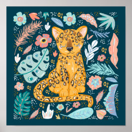 Sleepy Tropical Cheetah Kinderzimmer Poster