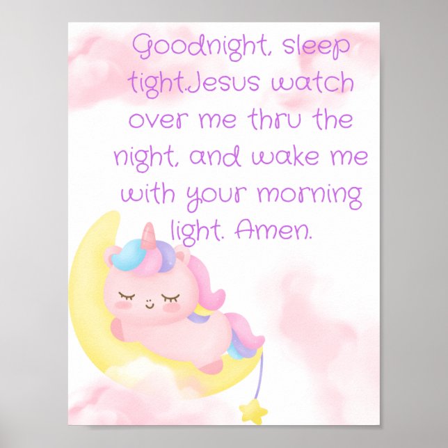 Sleepy unicorn Gebet Poster (Vorne)